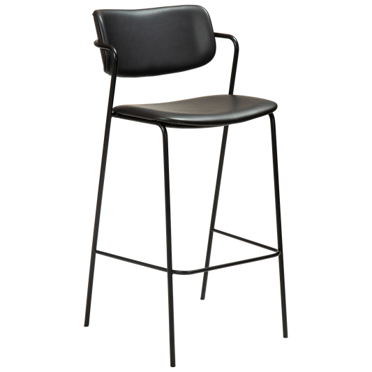 [var:Bezug=Vintage schwarzes Kunstleder mit schwarzen Beinen] ZED Barhocker