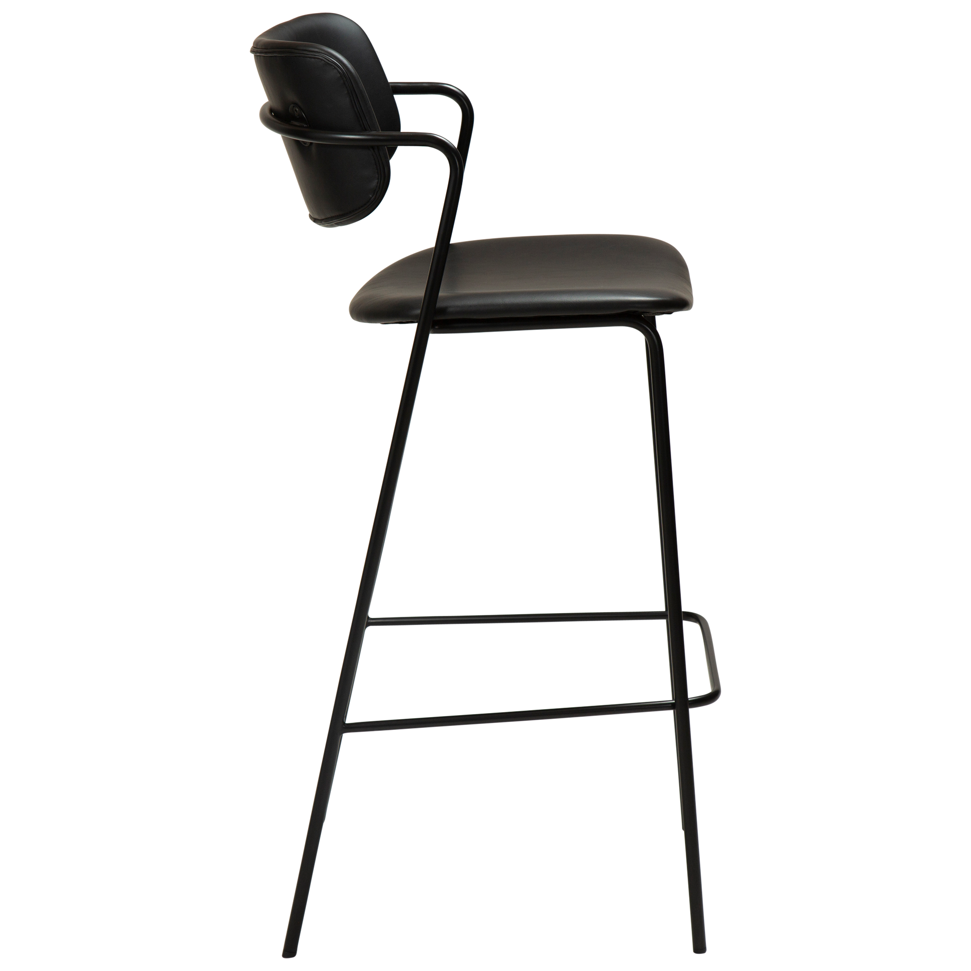 [var:Bezug=Vintage schwarzes Kunstleder mit schwarzen Beinen] ZED Barhocker