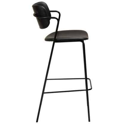 [var:Bezug=Vintage schwarzes Kunstleder mit schwarzen Beinen] ZED Barhocker