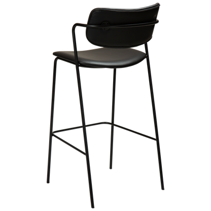 [var:Bezug=Vintage schwarzes Kunstleder mit schwarzen Beinen] ZED Barhocker