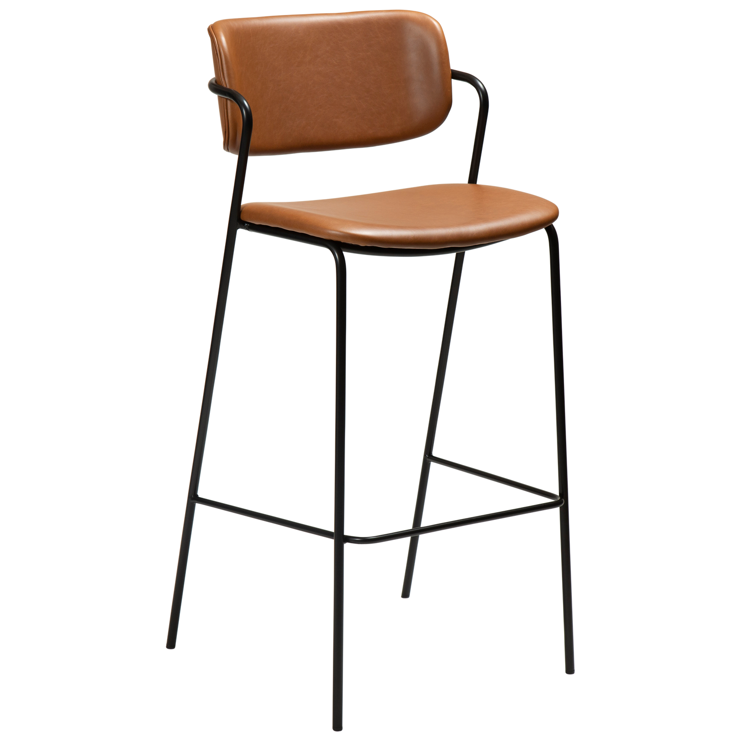 [var:Bezug=Vintage hellbraunes Kunstleder mit schwarzen Beinen] ZED Barhocker