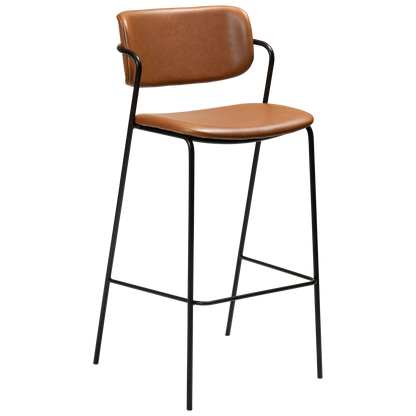 [var:Bezug=Vintage hellbraunes Kunstleder mit schwarzen Beinen] ZED Barhocker