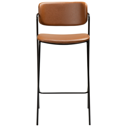 [var:Bezug=Vintage hellbraunes Kunstleder mit schwarzen Beinen] ZED Barhocker
