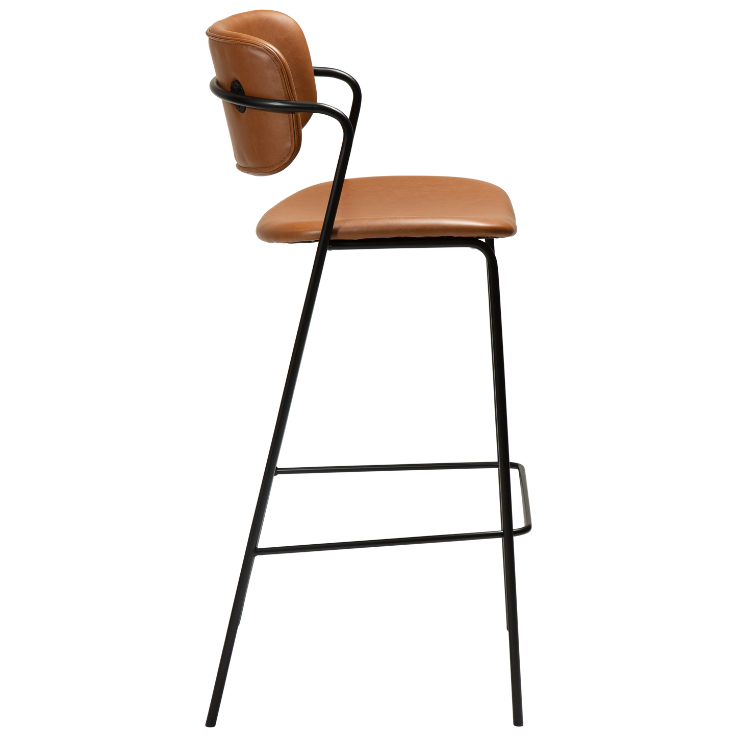 [var:Bezug=Vintage hellbraunes Kunstleder mit schwarzen Beinen] ZED Barhocker