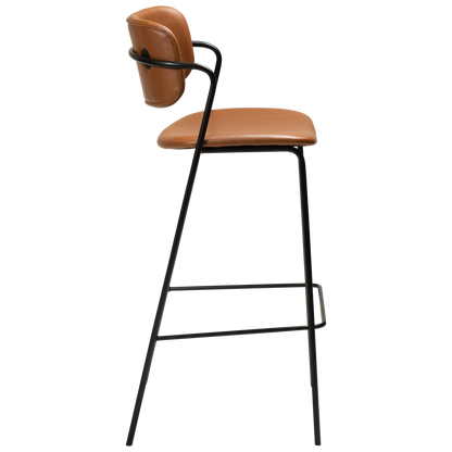 [var:Bezug=Vintage hellbraunes Kunstleder mit schwarzen Beinen] ZED Barhocker