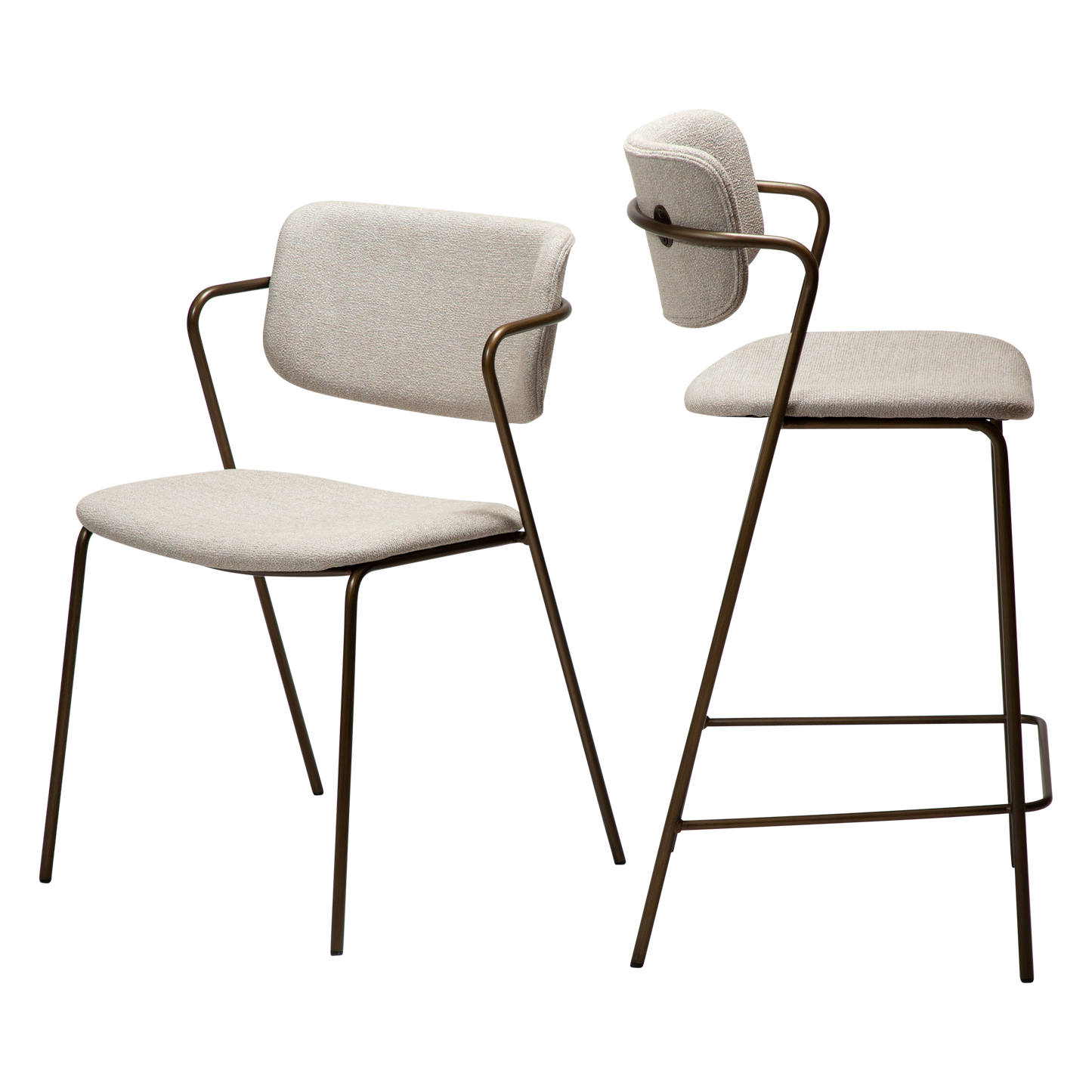 [var:Bezug=Kaschmir Bouclé-Stoff mit antikem Messingbeinen] ZED Stuhl