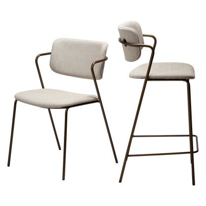 [var:Bezug=Kaschmir Bouclé-Stoff mit antikem Messingbeinen] ZED Stuhl