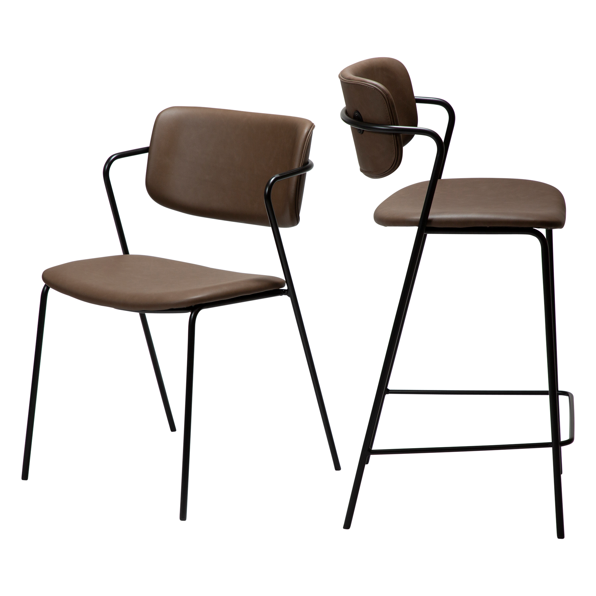 [var:Bezug=Hauptbraunes Kunstleder mit schwarzen Beinen] ZED Stuhl