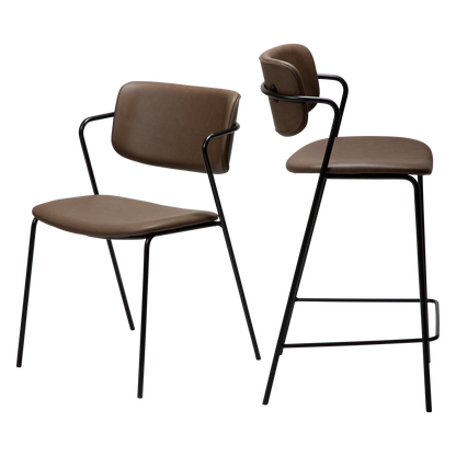 [var:Bezug=Hauptbraunes Kunstleder mit schwarzen Beinen] ZED Stuhl