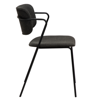 [var:Bezug=Crow schwarzer Stoff mit schwarzen Beinen] ZED Stuhl