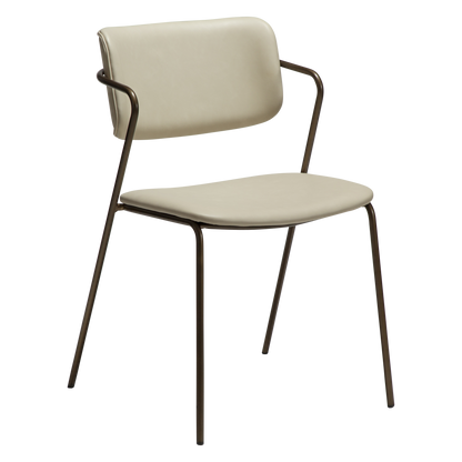 [var:Bezug=Frosted Almond Kunstleder mit Beinen aus antikem Messing] ZED Stuhl