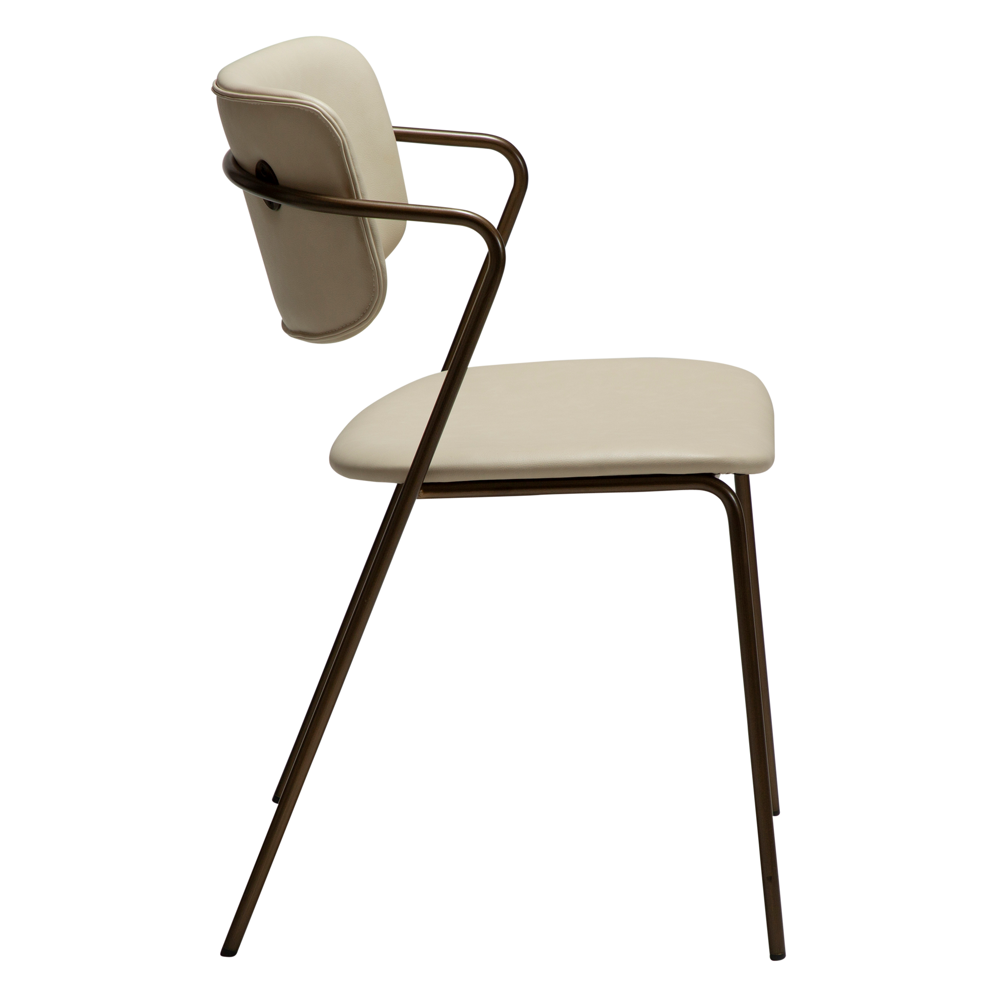 [var:Bezug=Frosted Almond Kunstleder mit Beinen aus antikem Messing] ZED Stuhl