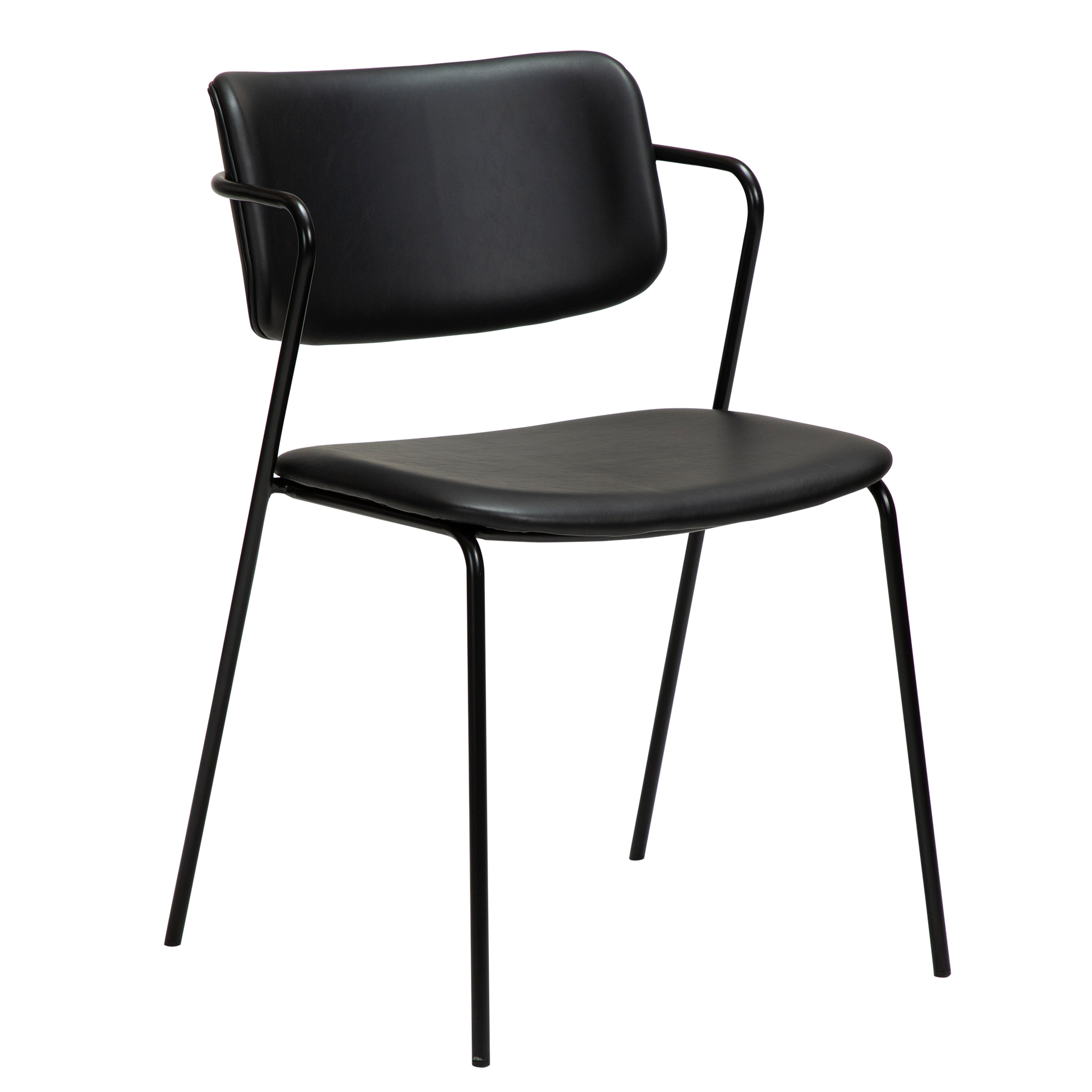 [var:Bezug=Vintage schwarzes Kunstleder mit schwarzen Beinen] ZED Stuhl