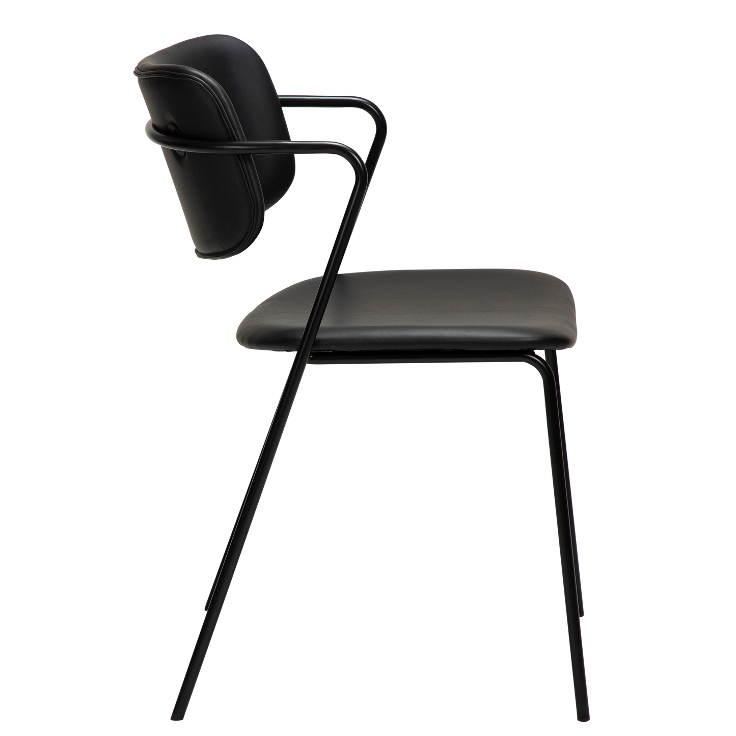 [var:Bezug=Vintage schwarzes Kunstleder mit schwarzen Beinen] ZED Stuhl