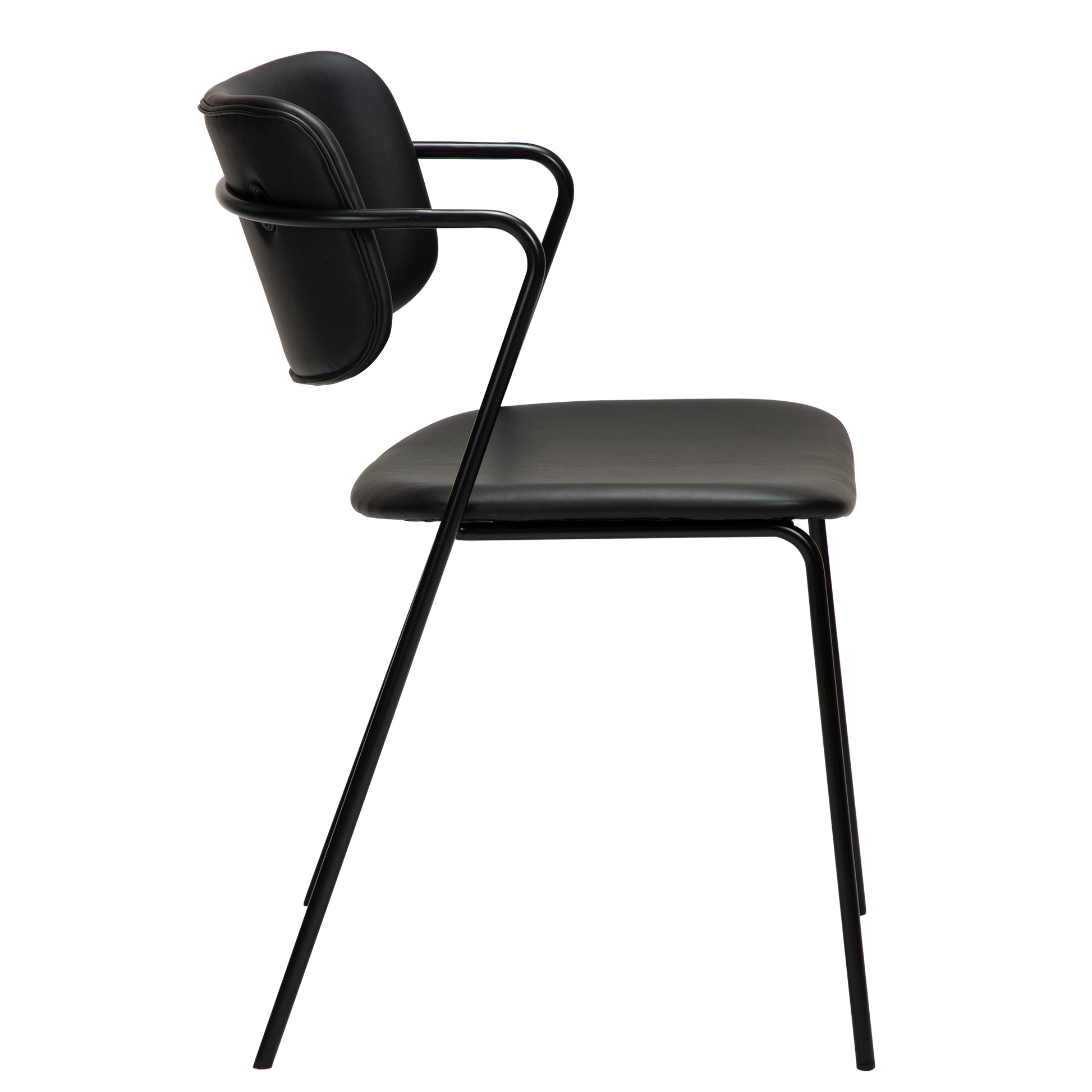 [var:Bezug=Vintage schwarzes Kunstleder mit schwarzen Beinen] ZED Stuhl