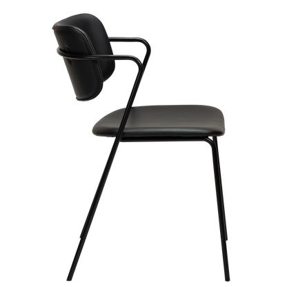 [var:Bezug=Vintage schwarzes Kunstleder mit schwarzen Beinen] ZED Stuhl