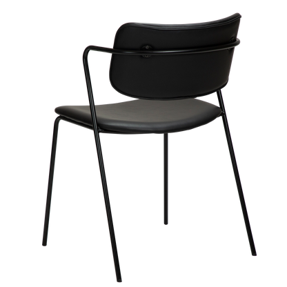 [var:Bezug=Vintage schwarzes Kunstleder mit schwarzen Beinen] ZED Stuhl