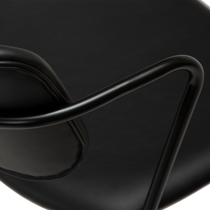 [var:Bezug=Vintage schwarzes Kunstleder mit schwarzen Beinen] ZED Stuhl