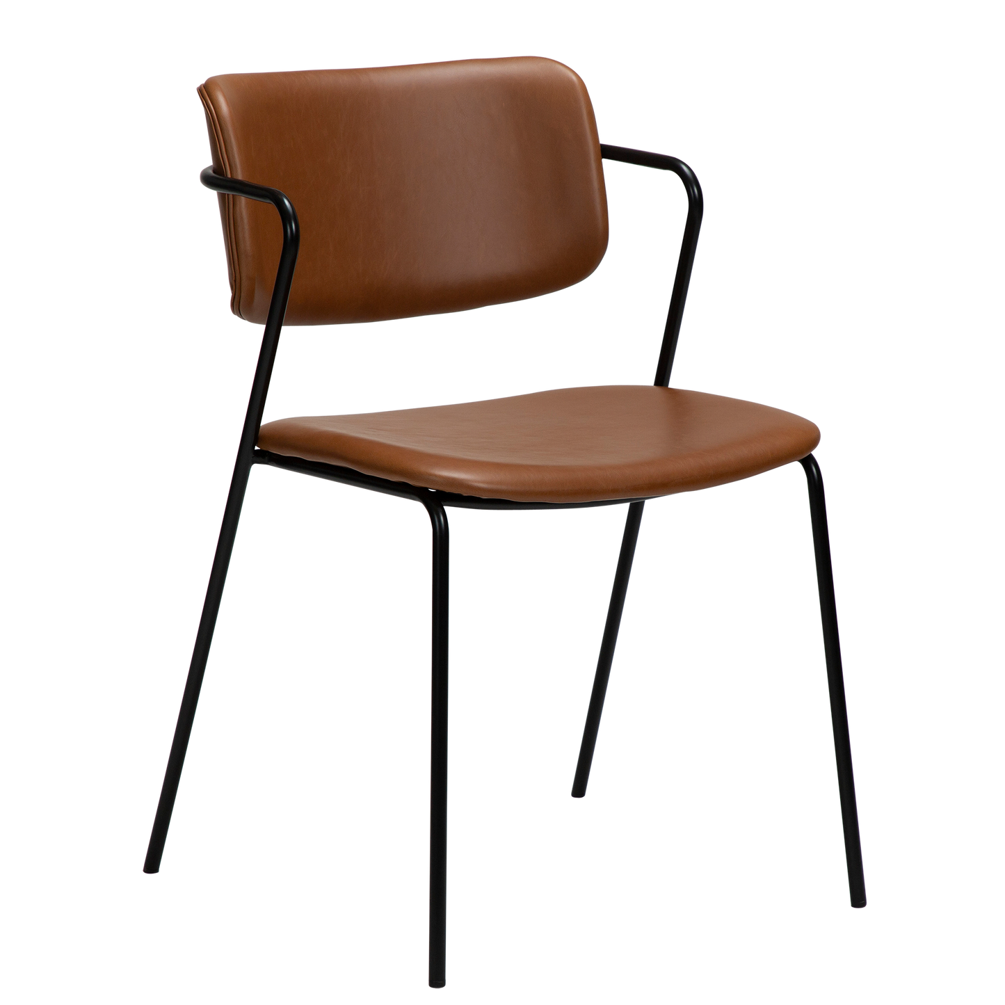 [var:Bezug=Vintage hellbraunes Kunstleder mit schwarzen Beinen] ZED Stuhl