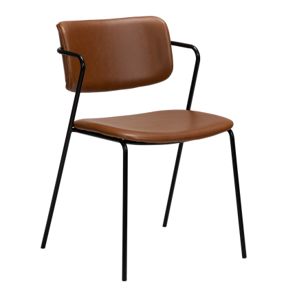 [var:Bezug=Vintage hellbraunes Kunstleder mit schwarzen Beinen] ZED Stuhl