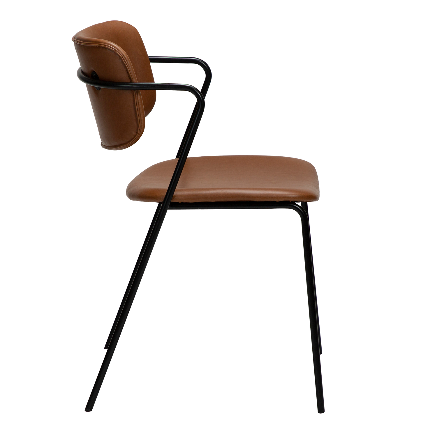 [var:Bezug=Vintage hellbraunes Kunstleder mit schwarzen Beinen] ZED Stuhl