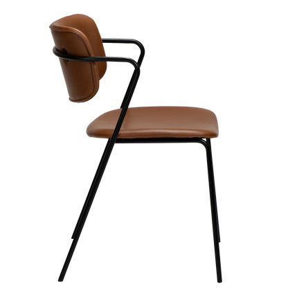 [var:Bezug=Vintage hellbraunes Kunstleder mit schwarzen Beinen] ZED Stuhl