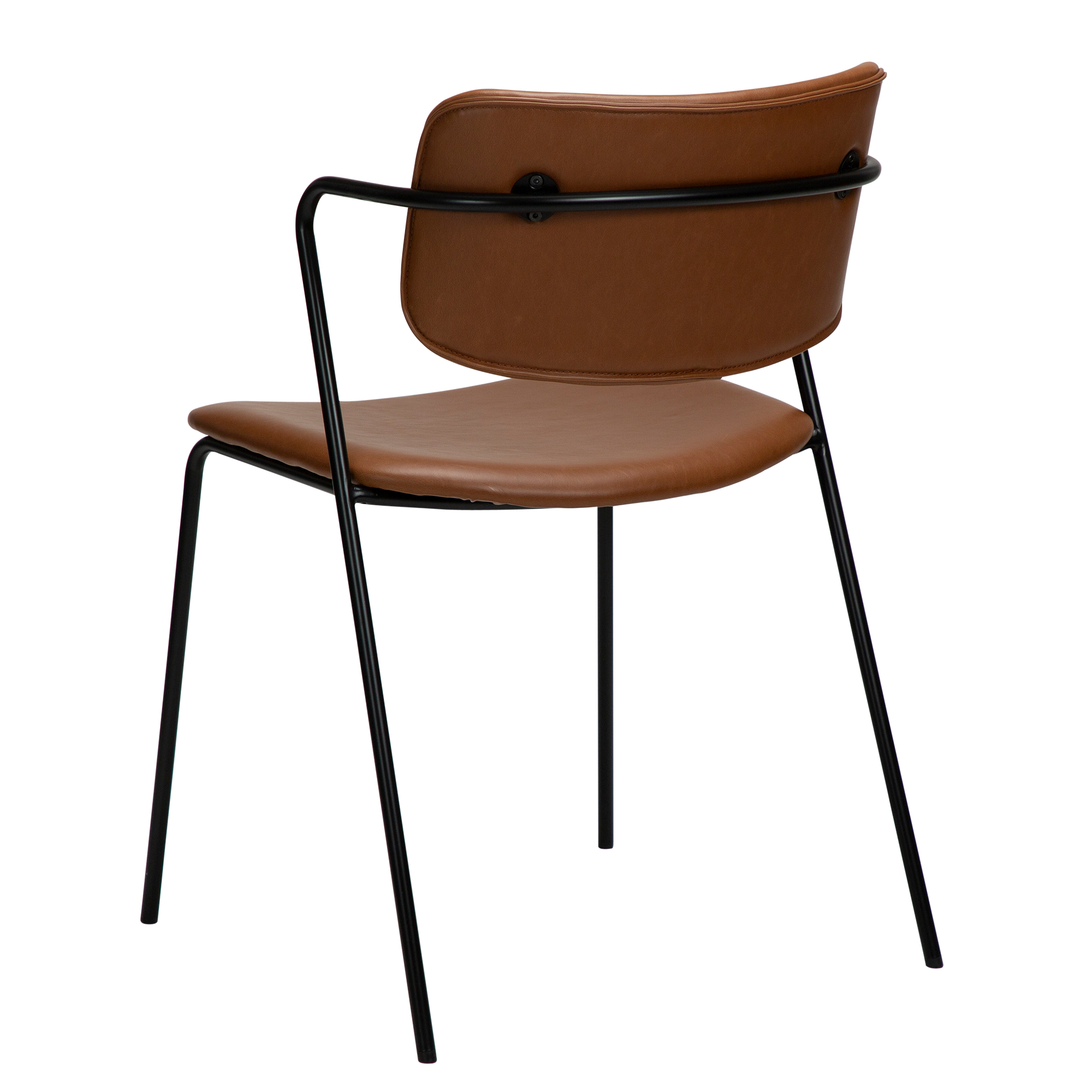 [var:Bezug=Vintage hellbraunes Kunstleder mit schwarzen Beinen] ZED Stuhl