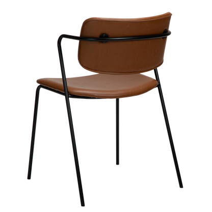 [var:Bezug=Vintage hellbraunes Kunstleder mit schwarzen Beinen] ZED Stuhl