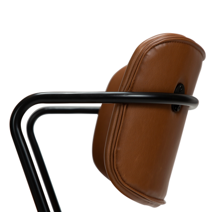 [var:Bezug=Vintage hellbraunes Kunstleder mit schwarzen Beinen] ZED Stuhl