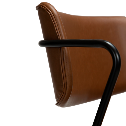 [var:Bezug=Vintage hellbraunes Kunstleder mit schwarzen Beinen] ZED Stuhl