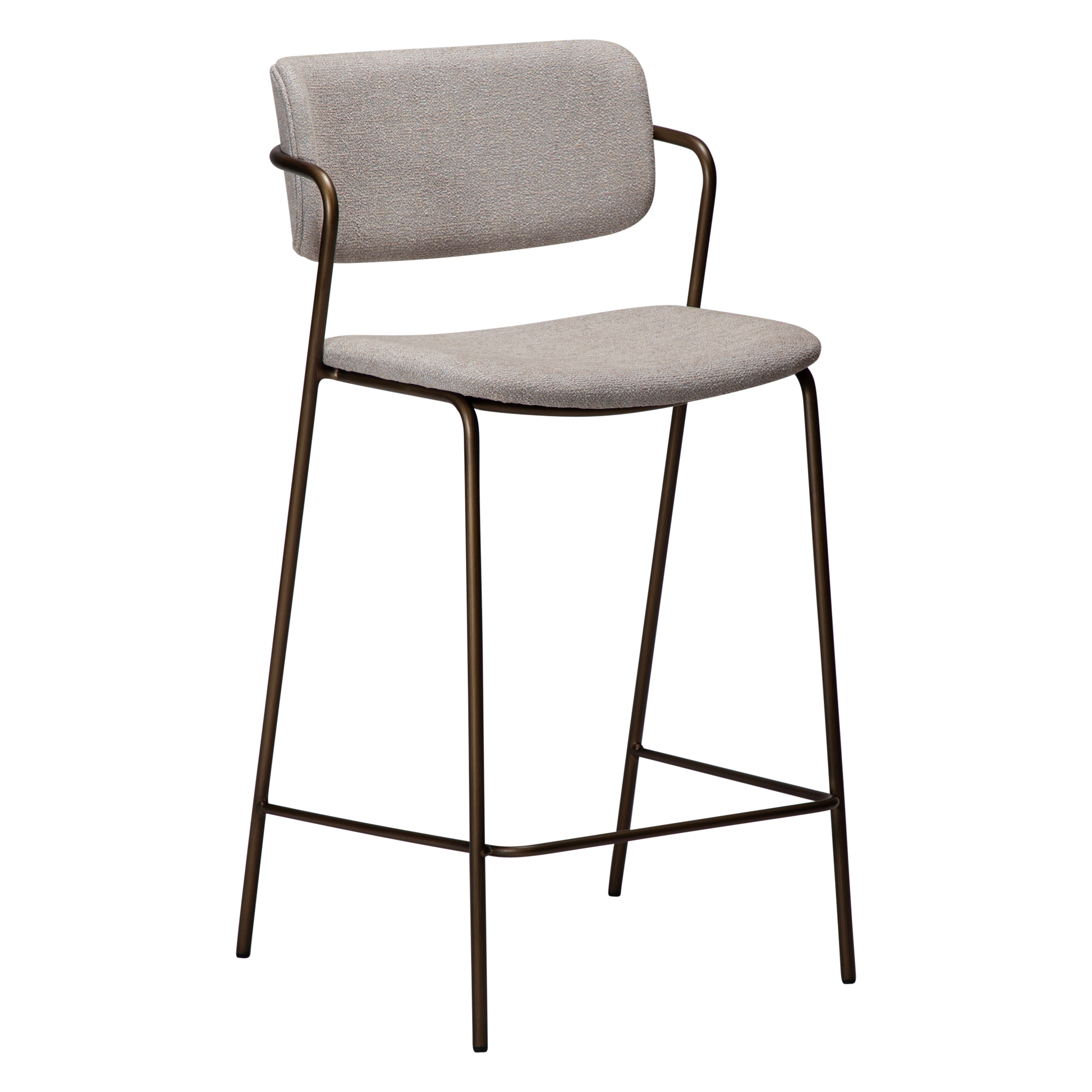 [var:Bezug=Kaschmir Bouclé-Stoff mit antikem Messingbeinen] ZED Barhocker