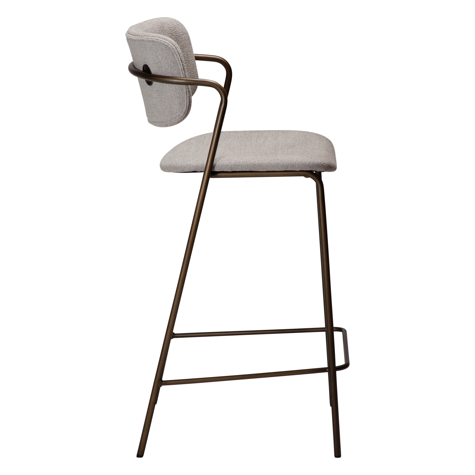 [var:Bezug=Kaschmir Bouclé-Stoff mit antikem Messingbeinen] ZED Barhocker