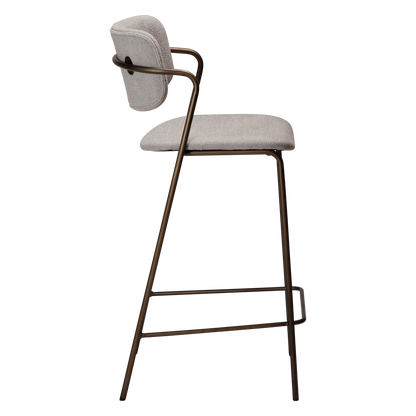 [var:Bezug=Kaschmir Bouclé-Stoff mit antikem Messingbeinen] ZED Barhocker