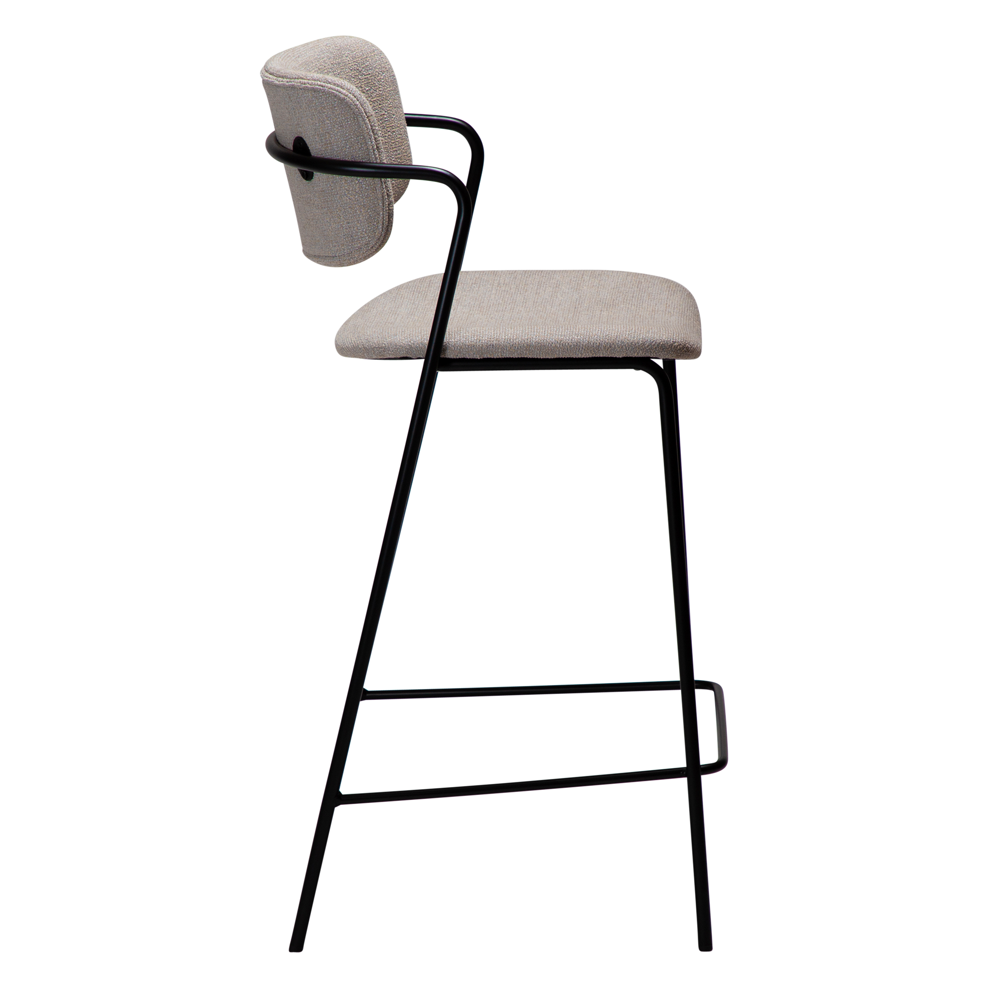 [var:Bezug=Kaschmir Bouclé-Stoff mit schwarzen Metallbeinen] ZED Barhocker