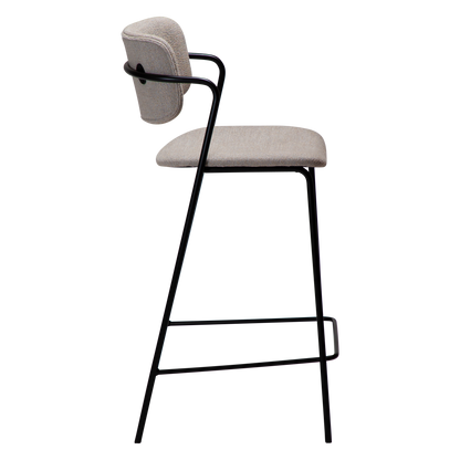 [var:Bezug=Kaschmir Bouclé-Stoff mit schwarzen Metallbeinen] ZED Barhocker