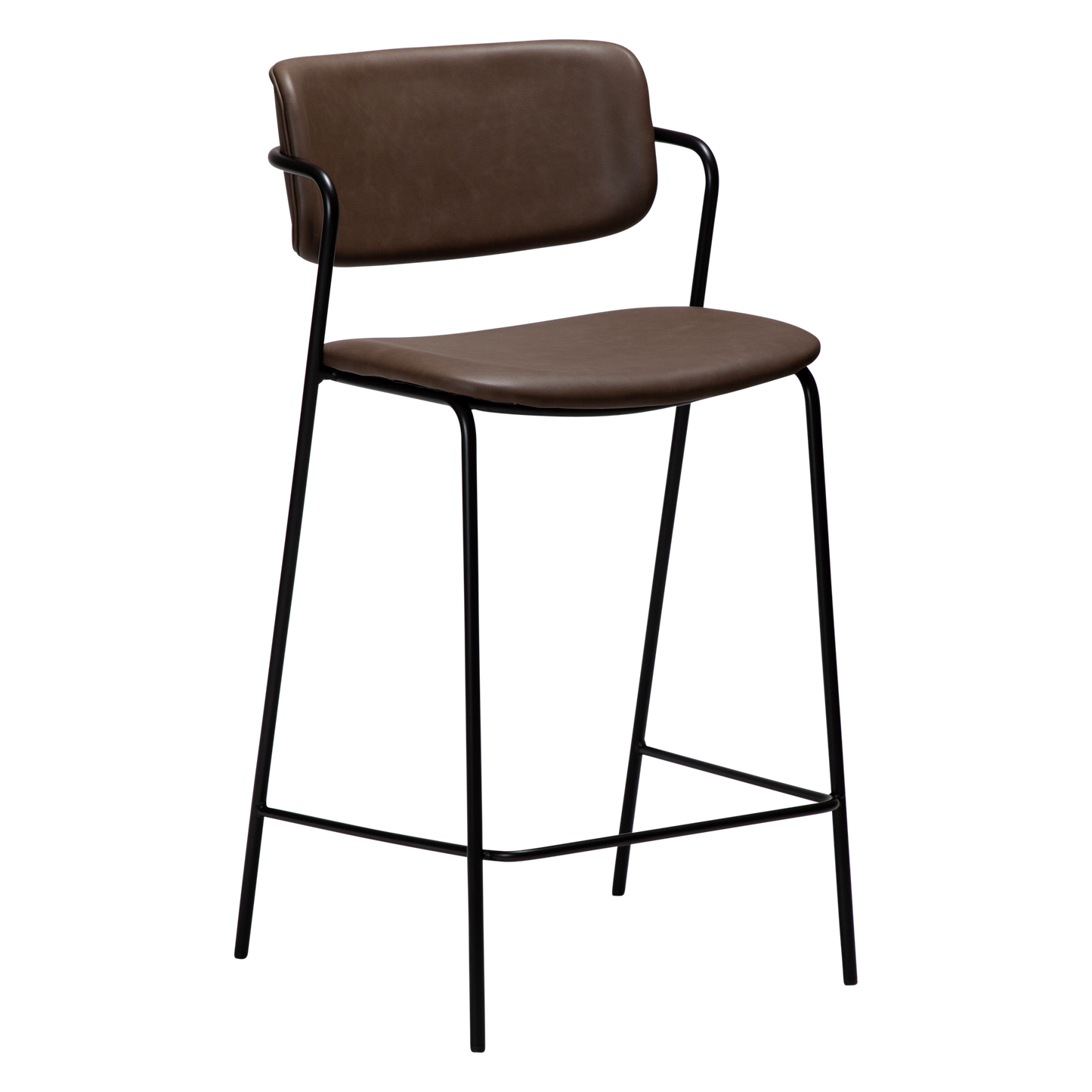 [var:Bezug=Hauptbraunes Kunstleder mit schwarzen Metallbeinen] ZED Barhocker