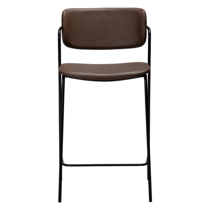 [var:Bezug=Hauptbraunes Kunstleder mit schwarzen Metallbeinen] ZED Barhocker