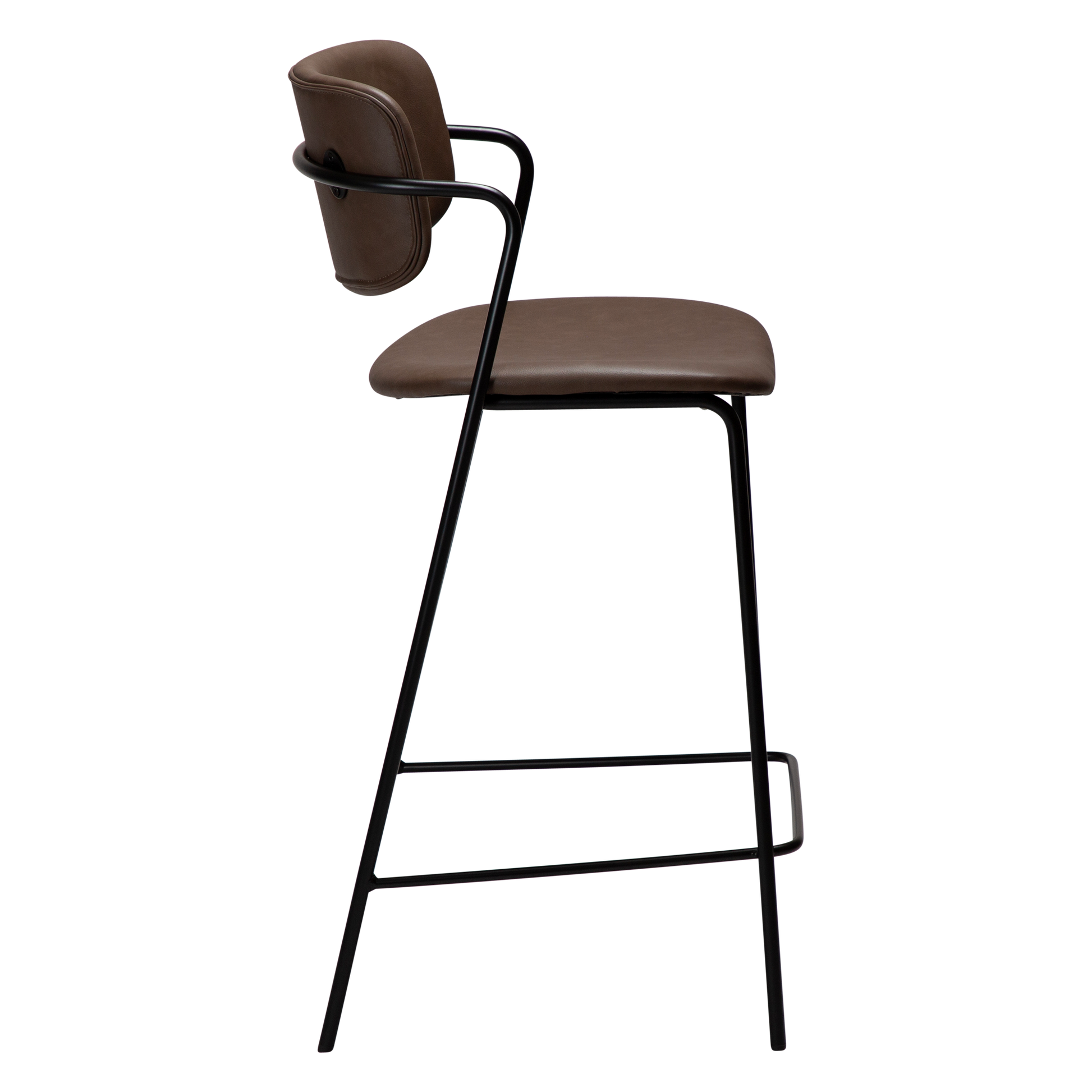 [var:Bezug=Hauptbraunes Kunstleder mit schwarzen Metallbeinen] ZED Barhocker