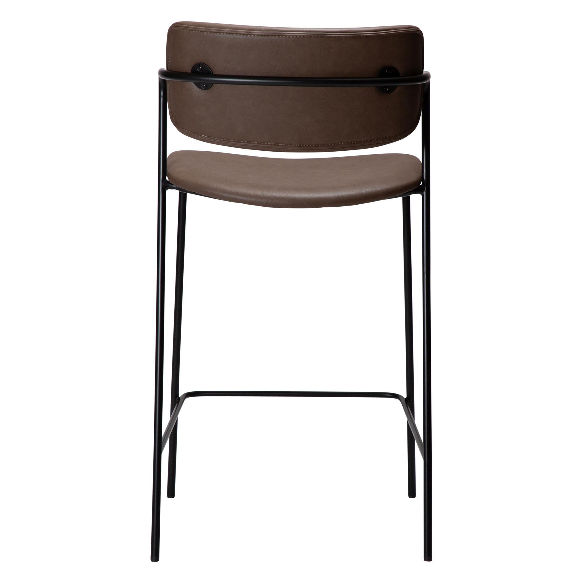 [var:Bezug=Hauptbraunes Kunstleder mit schwarzen Metallbeinen] ZED Barhocker