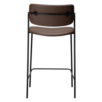 [var:Bezug=Hauptbraunes Kunstleder mit schwarzen Metallbeinen] ZED Barhocker