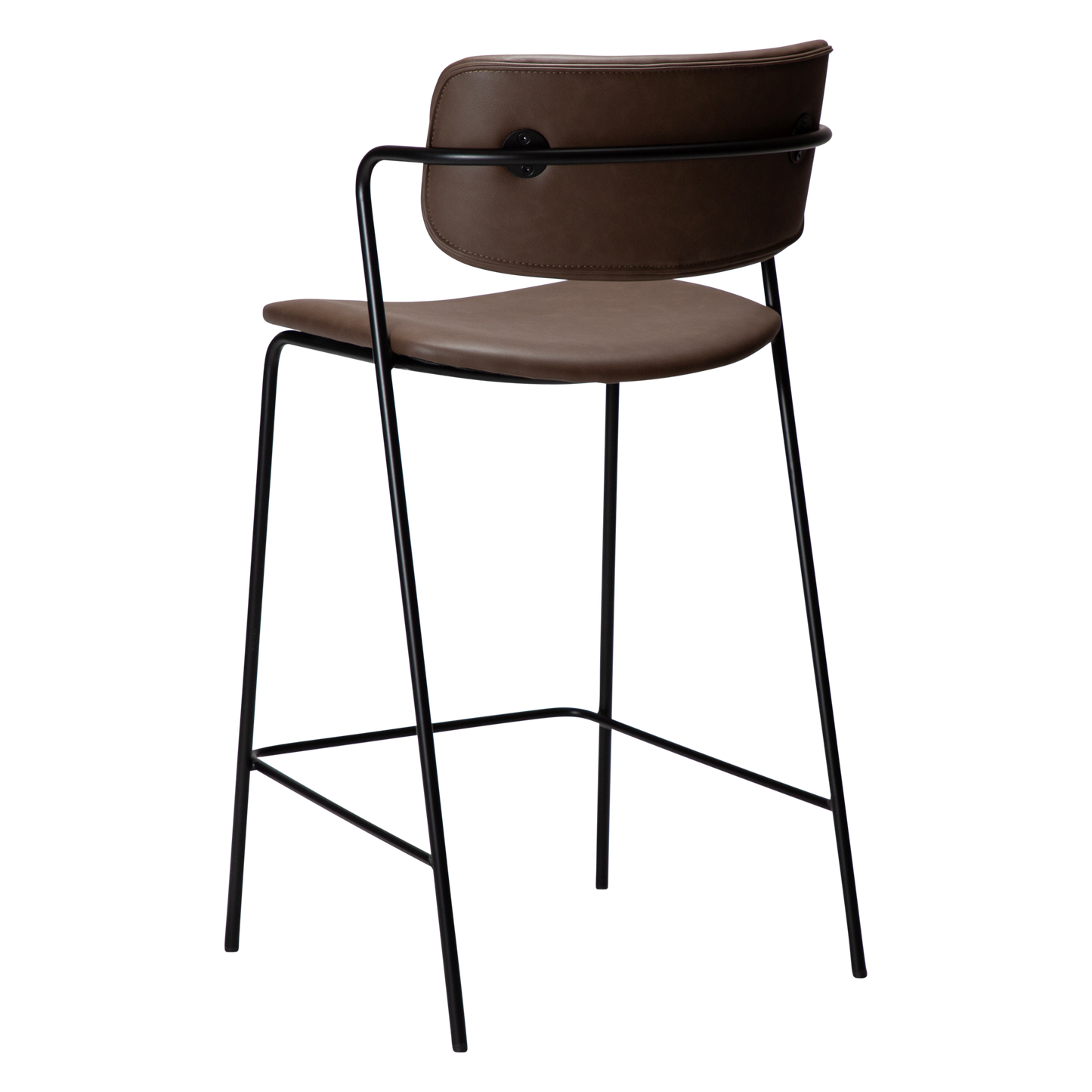 [var:Bezug=Hauptbraunes Kunstleder mit schwarzen Metallbeinen] ZED Barhocker