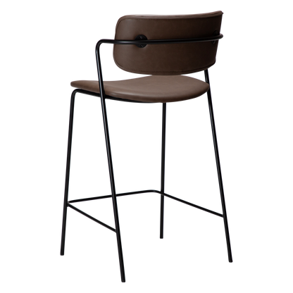 [var:Bezug=Hauptbraunes Kunstleder mit schwarzen Metallbeinen] ZED Barhocker