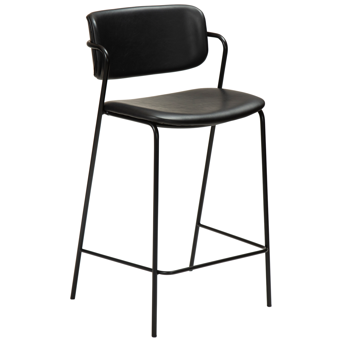 [var:Bezug=Vintage schwarzes Kunstleder mit schwarzen Beinen] ZED Barhocker