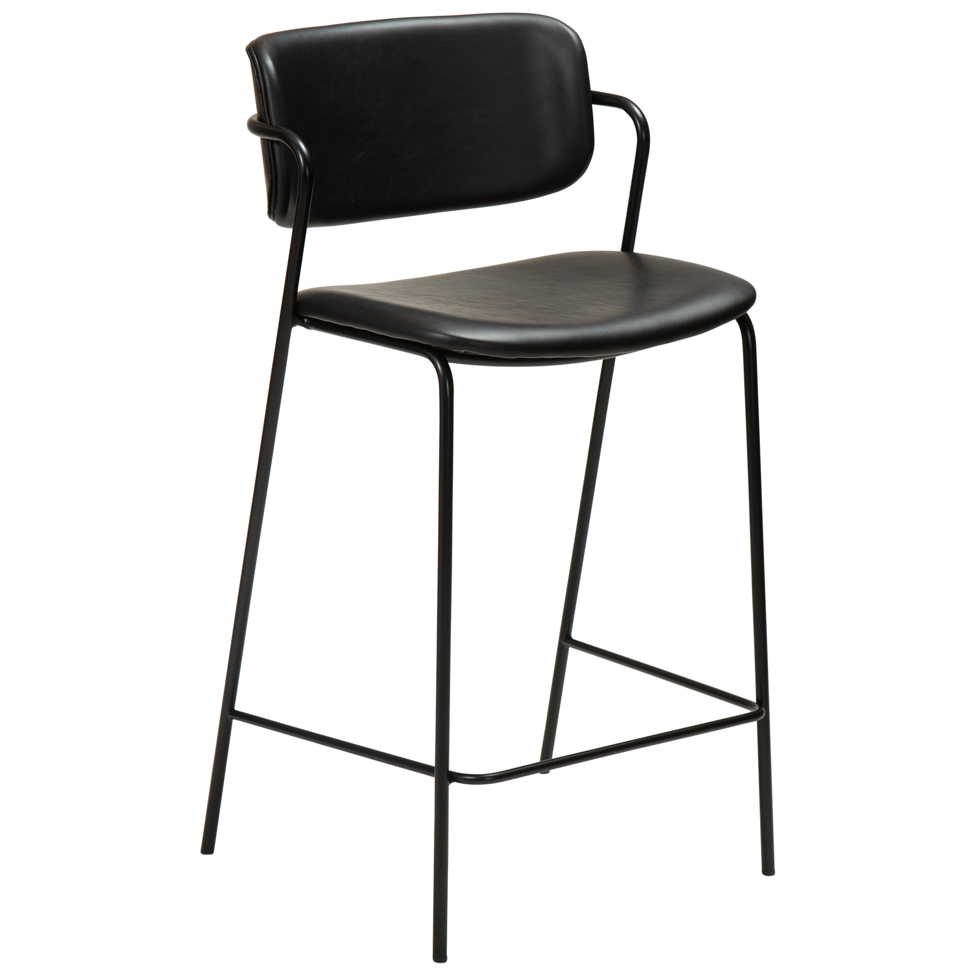 [var:Bezug=Vintage schwarzes Kunstleder mit schwarzen Beinen] ZED Barhocker