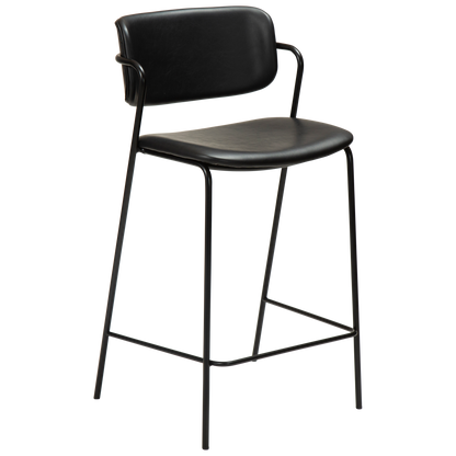 [var:Bezug=Vintage schwarzes Kunstleder mit schwarzen Beinen] ZED Barhocker