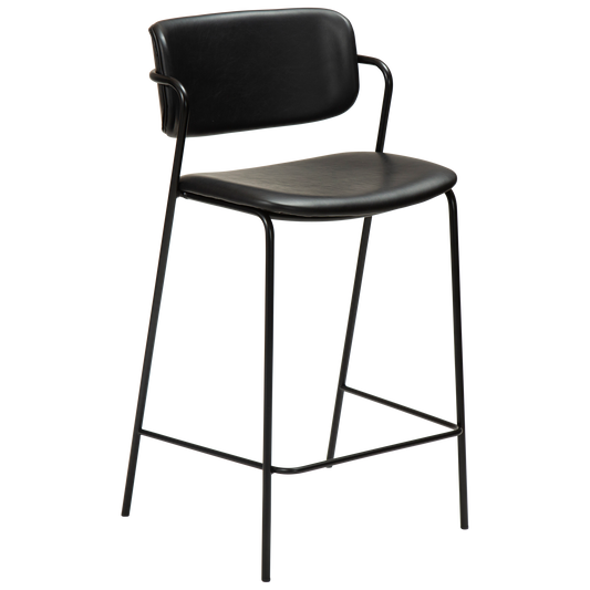 [var:Bezug=Vintage schwarzes Kunstleder mit schwarzen Beinen] ZED Barhocker