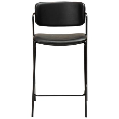 [var:Bezug=Vintage schwarzes Kunstleder mit schwarzen Beinen] ZED Barhocker