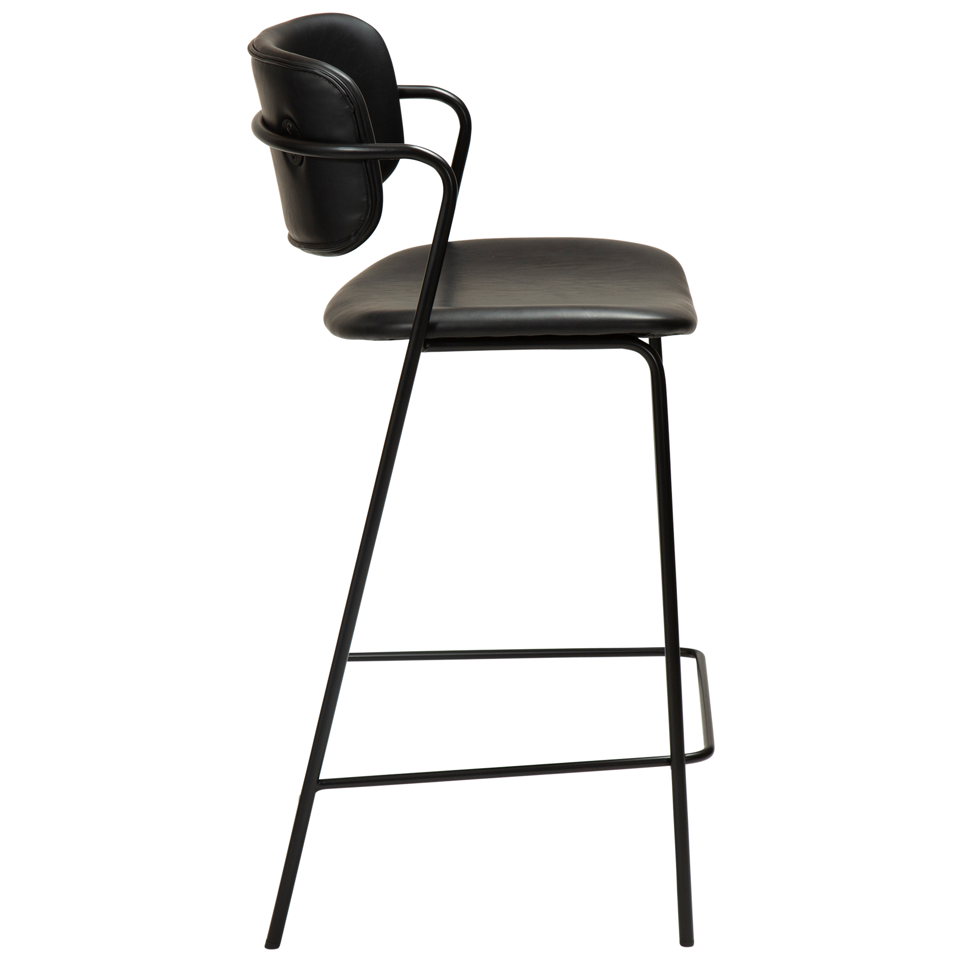 [var:Bezug=Vintage schwarzes Kunstleder mit schwarzen Beinen] ZED Barhocker