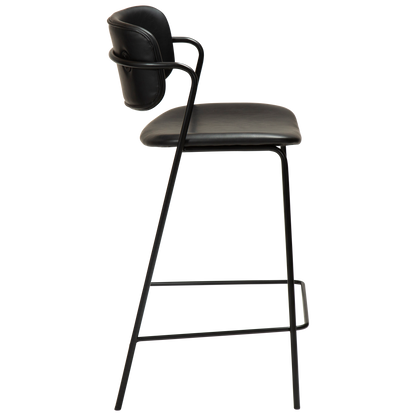 [var:Bezug=Vintage schwarzes Kunstleder mit schwarzen Beinen] ZED Barhocker