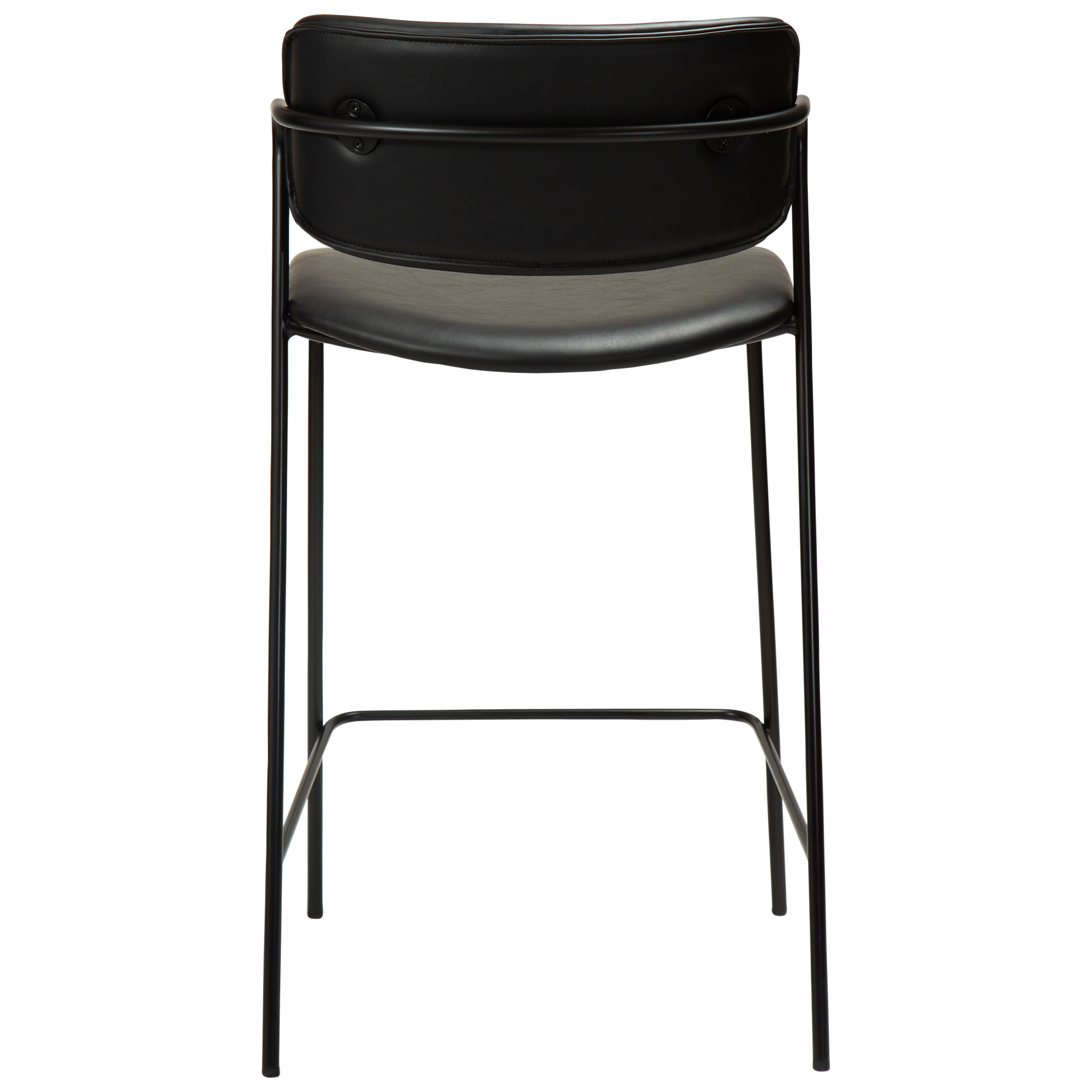 [var:Bezug=Vintage schwarzes Kunstleder mit schwarzen Beinen] ZED Barhocker